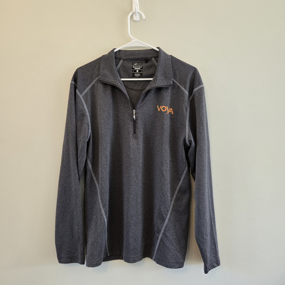River’s End Sport DryMatrix 1/4 Zip Gray Pullover with Voya Logo